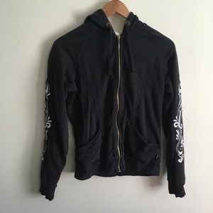 Prana | Black Organic Cotton Hooded Sweatshirt Med